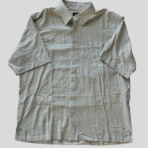 Toscano‎ 100% Silk Casual Button Front Shirt XL Short Sleeve Micro Geometric